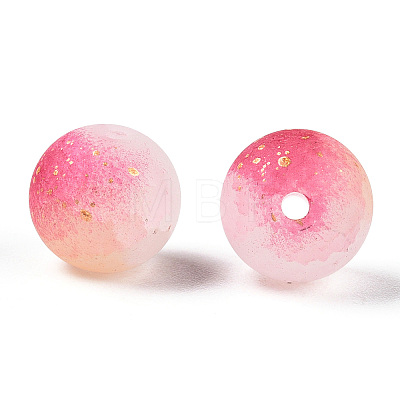 Frosted Baking Paint Crackle Glass Beads with Glitter Powder X1-DGLA-T004-6mm-01H-1