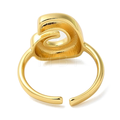 Initials Brass Open Cuff Ring for Women RJEW-N046-02G-G-1