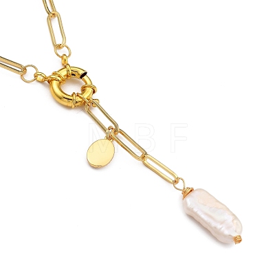 Natural Baroque Pearl Keshi Pearl Lariat Necklaces NJEW-JN03042-02-1