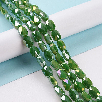 Faceted Electroplated Glass Beads Strands GLAA-G092-D01-1