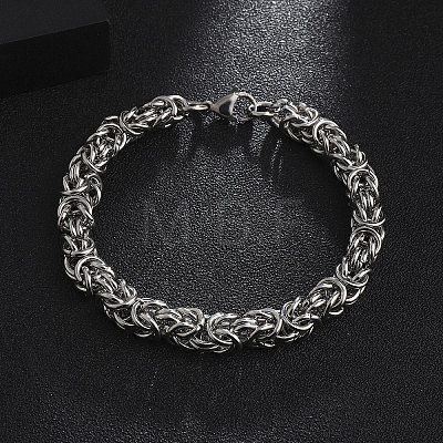 201 Stainless Steel Byzantine Chain Bracelets for Men BJEW-R313-03P-1