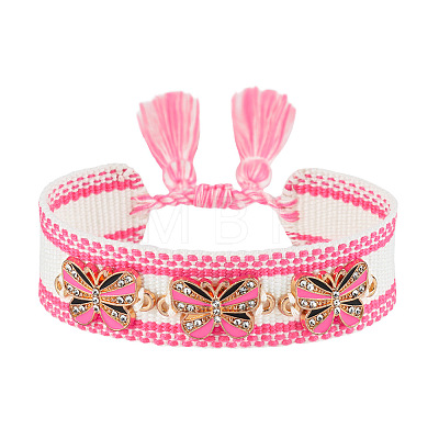 Butterfly Adjustable Polyester & Alloy & Resin Enamel & Rhinestone Slider Bracelets FS-WG9985D-04-1
