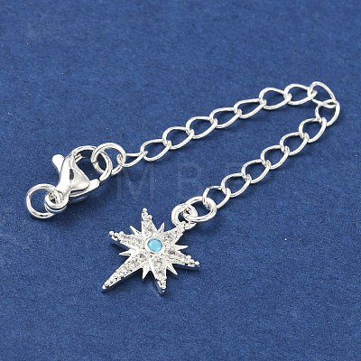 Brass Micro Pave Clear Cubic Zirconia Curb Chain Extender KK-G556-07S-1