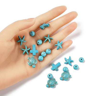 130Pcs 5 Styles Synthetic Turquoise Beads TURQ-FP0001-02-1