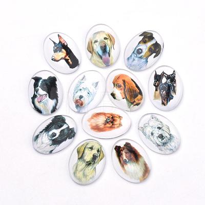 Puppy Photo Flatback Glass Cabochons GGLA-S034-25x18-034-1