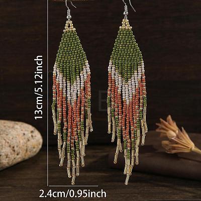 Bohemian Style Gradient Glass Beads Tassel Earrings QE2744-1