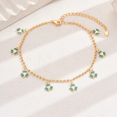 Fashionable Brass Enamel Flower Pendant Anklets for Women KA8156-2-1