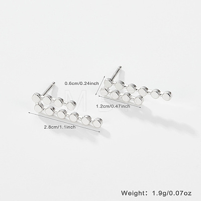 Rhodium Plated 925 Sterling Silver Mini Dot Bar Stud Earrings UK6907-3-1