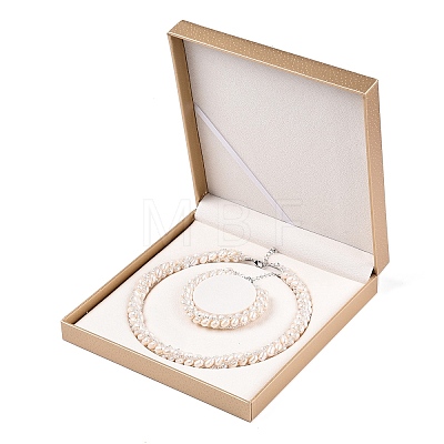 Natural Cultured Freshwater Pearl Beads Necklaces & Bracelets Jewelry Sets SJEW-N039-01-1