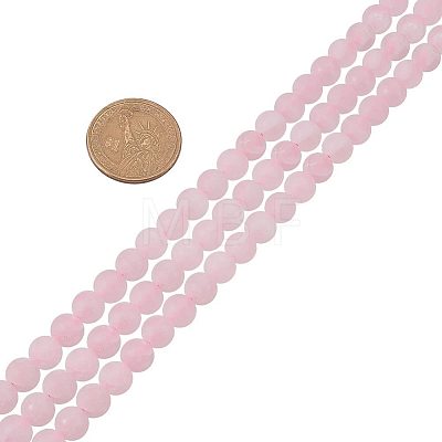 Frosted Natural Rose Quartz Bead Strands G-PH0028-8mm-17-1