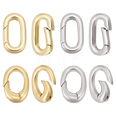 BENECREAT 8Pcs 4 Styles Brass Spring Gate Rings KK-BC0013-66-1