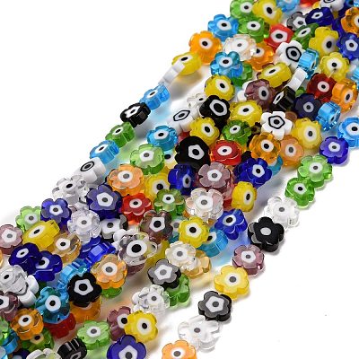 Handmade Millefiori Glass Bead Strands LAMP-J035-8mm-40-1