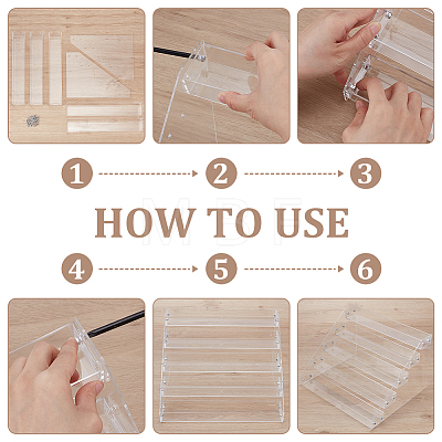 Transparent Acrylic 5 Layers Nail Polish Display Rack ODIS-UN0001-22B-1