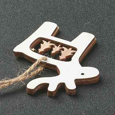 Christmas Theme Natural Wood Pendant Decorations HJEW-P010-14-1