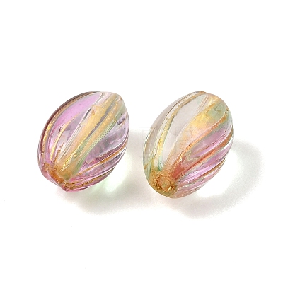 Baking Paint and Golden Metal Enlaced Glass Beads GL-CBA1477-08B-1
