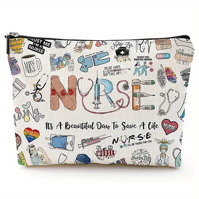 Nurse Cotton Linen Cosmetic Bag PW-WG63290-05-1