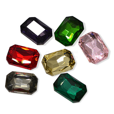 Faceted Rectangle K9 Glass Pointed Back Rhinestone Cabochons RGLA-A017-10x14mm-SM-1