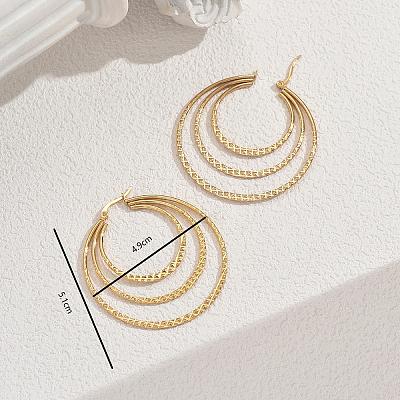 Stainless Steel Triple Hoop Earrings ZM0162-1