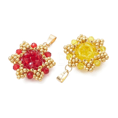 Pearl Luster Plated Glass Pendants PALLOY-MZ01312-1