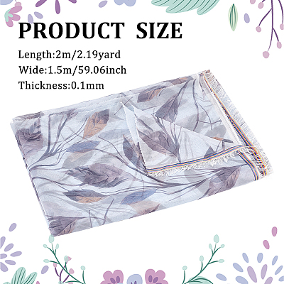 Leaf Pattern Polyester Fabric DIY-WH0453-36C-1