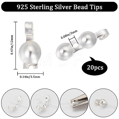 Beebeecraft 20Pcs 925 Sterling Silver Bead Tips STER-BBC0005-40S-1