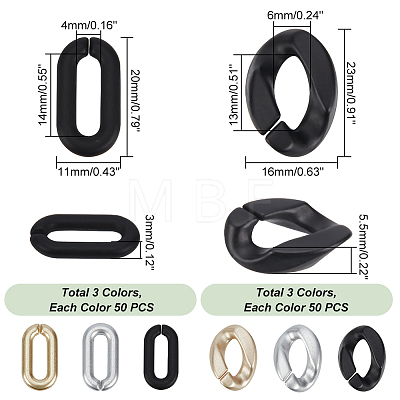 300Pcs 6 Style Spray Painted CCB Plastic Linking Rings CCB-HY0001-07-1