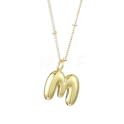 1Pc Initial Letter Brass Pendant Necklaces NJEW-YW0001-24M-1
