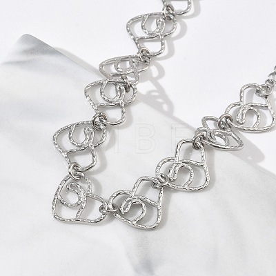 Hollow Hammered 304 Stainless Steel Link Chain Bracelets for Women BJEW-F539-01B-P-1