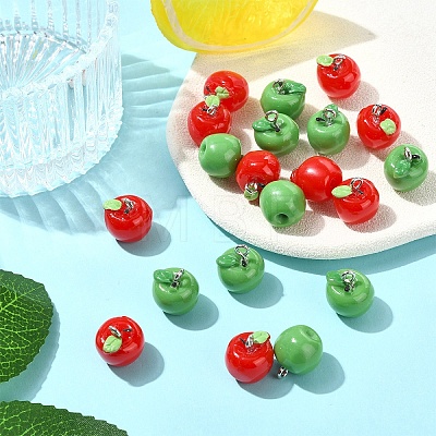 10Pcs Apple Resin Charms RESI-YW0005-26A-1