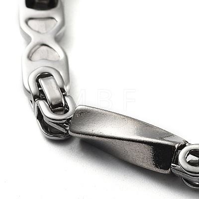 304 Stainless Steel Oval with Heart Link Chain Bracelet BJEW-Z023-14P-1