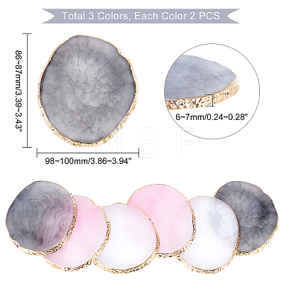 6Pcs 3 Colors Oval Resin Palette MRMJ-PH0001-60-1
