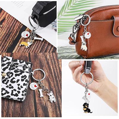 WEWAYSMILE 2 pcs Dog Keychain Car Keychain Pet Pendant Key-Ring Lovely Dog Key-ring Portable Metal Keychain Gift for Pet Lover Birthday Puppy Theme Party Supplies (Black Bulldog) JX793A-1