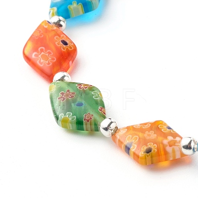 Handmade Millefiori Lampwork Beads Stretch Bracelet for Teen Girl Women Gift BJEW-JB06847-05-1