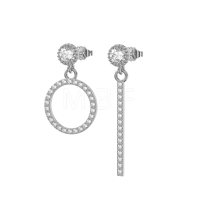 Rhodium Plated 925 Sterling Silver Micro Pave Cubic Zirconia Ear Studs EJEW-P231-04P-1