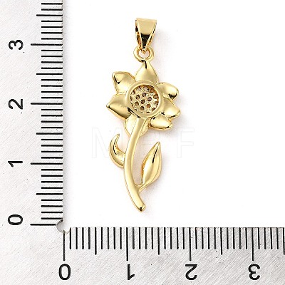 Rack Plating Brass Micro Pave Cubic Zirconia Pendants KK-P241-05G-1