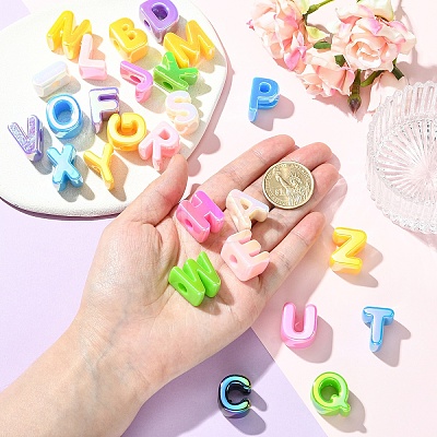 26Pcs 26 Styles UV Plating Opaque Acrylic European Beads OACR-YW0004-32-1