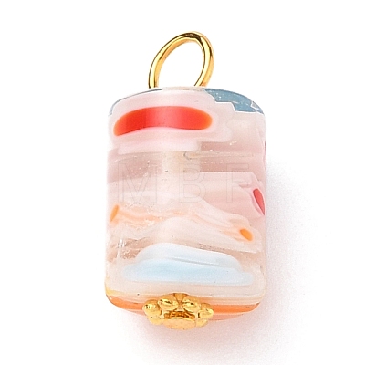 Column Handmade Millefiori Glass Lampwork Charms X-PALLOY-JF00552-1