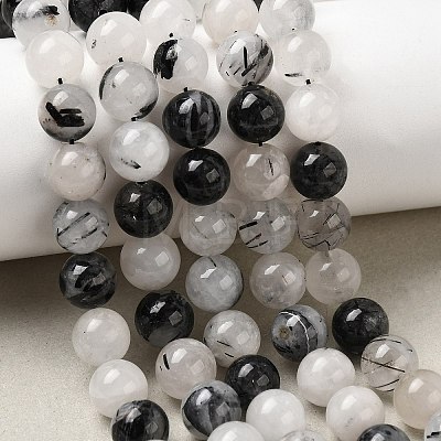 Natural Black Rutilated Quartz Beads Strands G-D295-8mm-01-1