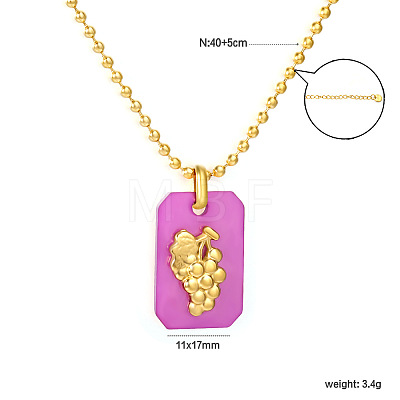 304 Stainless Steel Rectangle with Fruit Pendant Ball Chain Necklaces WGDAD40-01-1