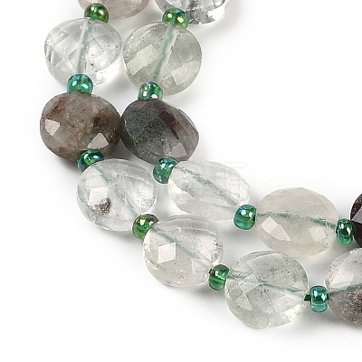 Natural Green Lodolite Quartz/Garden Quartz Beads Strands G-B094-A19-01-1