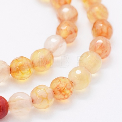 Faceted Natural Agate Beads Strands G-F561-6mm-D09-1