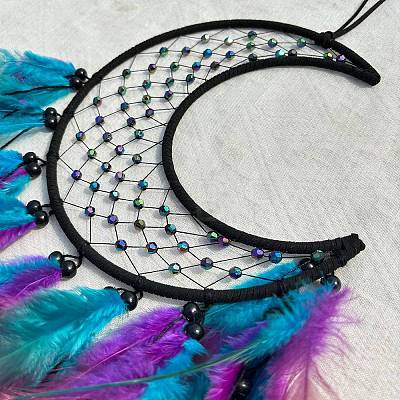 Iron Woven Web/Net with Feather Pendant Decorations PW-WGCA487-01-1