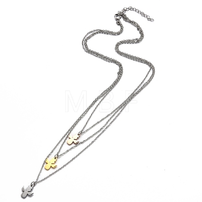 304 Stainless Steel 3 Layer Necklaces NJEW-L458-042M-1