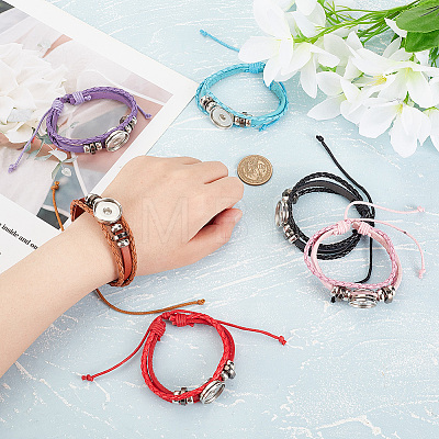   6Pcs 6 Colors PU Leather Braided Triple Layer Bracelet Making FIND-PH0010-85-1