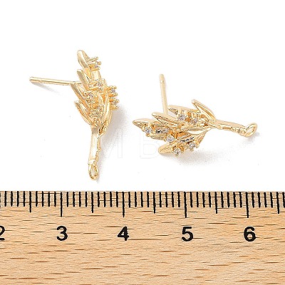 Brass Micro Pave Cubic Zirconia Stud Earring Findings KK-E107-11G-1