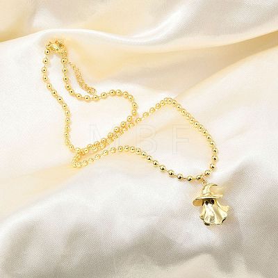 Brass Black Enamel Halloween Ghost Pendant Necklaces NJEW-B135-01A-G-1