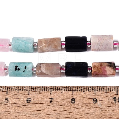 Natural Sodalite & Rhodonite & Prehnite & Amethyst & Rose Quartz & Flower Amazonite & Sunstone Beads Strands G-Q614-01A-04-1