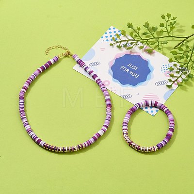 Handmade Polymer Clay Heishi Beads Jewelry Sets SJEW-JS01136-02-1