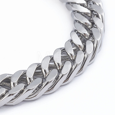 Men's 304 Stainless Steel Diamond Cut Cuban Link Chain Bracelets BJEW-L673-002C-P-1
