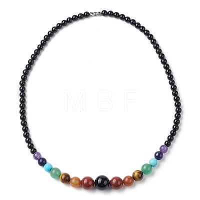 Natural Mixed Gemstone Graduated Beaded Necklace NJEW-JN04483-1